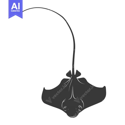 Aset desain premium: Silhouette of a Stingray with a Curved Tail