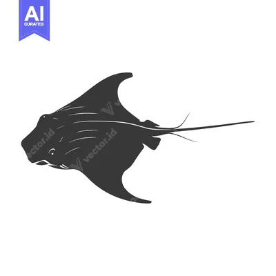 Aset premium populer: Black and White Silhouette of a Manta Ray
