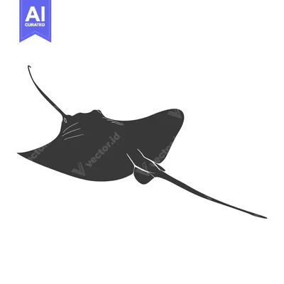 Aset desain premium: A black and white silhouette of a stingray