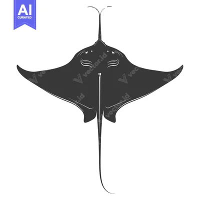 Premium design asset: Silhouette of a manta ray with its wings spread out