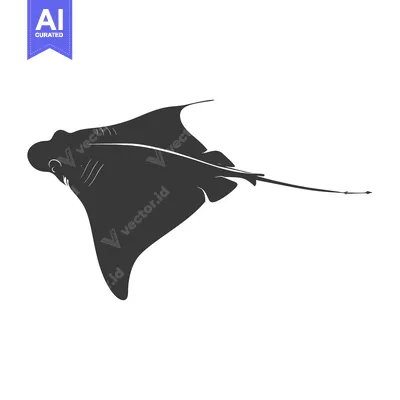 Aset premium populer: Black and White Silhouette of a Stingray Swimming