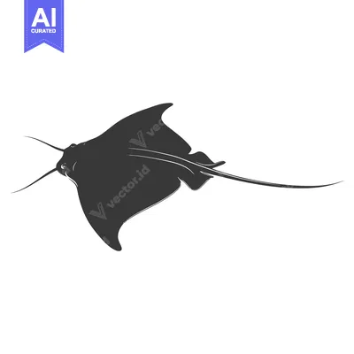 Aset premium populer: A Black and White Silhouette of a Stingray