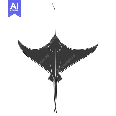 Premium design asset: A Black and White Silhouette of a Manta Ray from Above