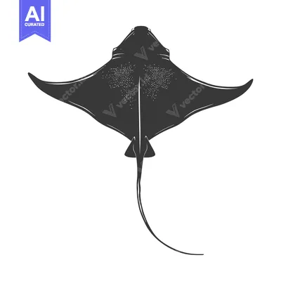 Premium design asset: Black and White Silhouette of a Stingray