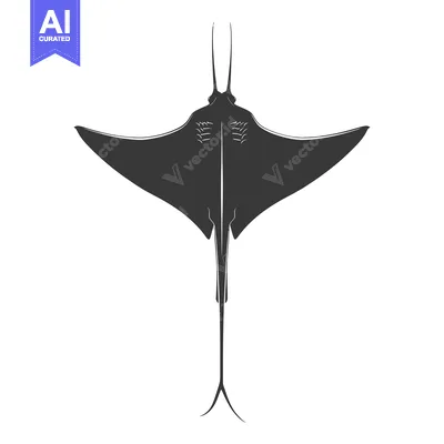 Aset premium populer: Silhouette of a Manta Ray with its Tail Facing Downwards