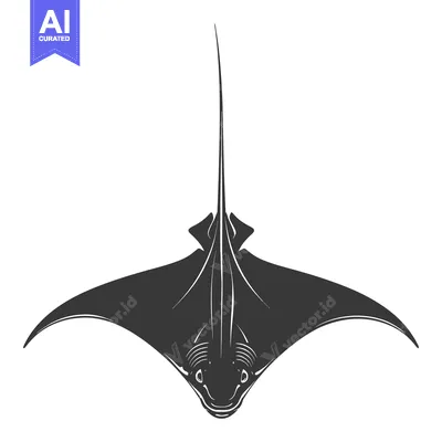 Aset premium populer: Black and White Silhouette of a Manta Ray