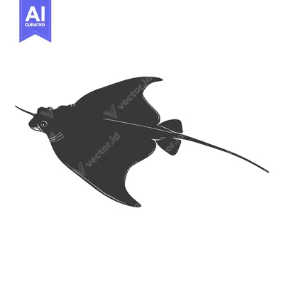Aset premium populer: Black and White Silhouette of a Stingray Swimming