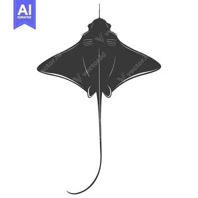 Premium design asset: Black and White Silhouette of a Stingray
