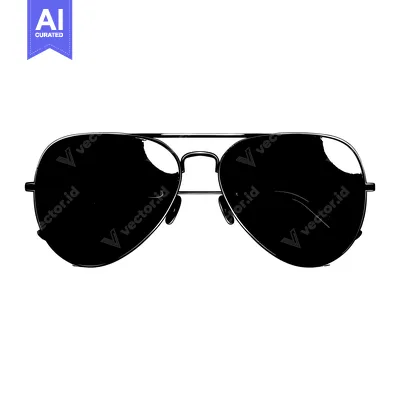 Aset desain premium: Black and White Silhouette of Aviator Sunglasses