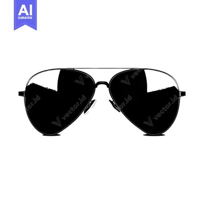 Aset premium populer: Black and White Illustration of Aviator Sunglasses
