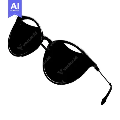 Aset desain premium: Black and White Silhouette of Sunglasses