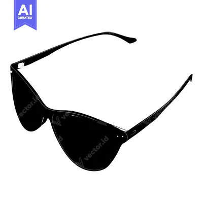 Aset desain premium: Black and White Silhouette of Cat Eye Sunglasses