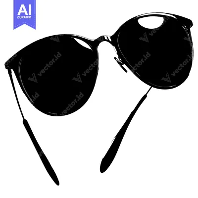 Aset desain premium: Black and White Silhouette of Sunglasses