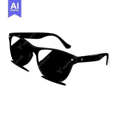 Aset desain premium: Black and White Silhouette of Sunglasses