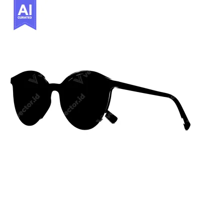 Premium design asset: Black and White Silhouette of Sunglasses
