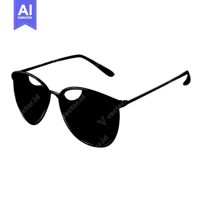 Premium design asset: Black and White Silhouette of Sunglasses