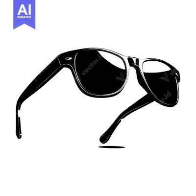 Popular premium asset: Black and White Illustration of Sunglasses Floating in the Air