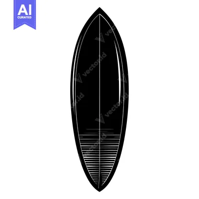Aset desain premium: A Black and White Silhouette of a Surfboard