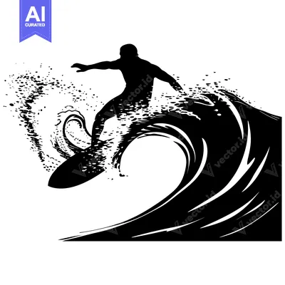 Popular premium asset: Silhouette of a Surfer Riding a Large Wave
