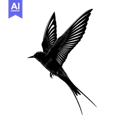 Popular premium asset: Black and White Silhouette of a Bird in Flight