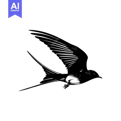Popular premium asset: A Black and White Illustration of a Swallow in Flight