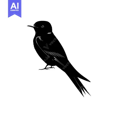 Premium design asset: Black Silhouette of a Bird with Pointed Tail Feathers