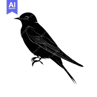 Aset premium populer: Black and White Silhouette of a Swallow Bird