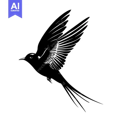 Aset desain premium: Black and White Silhouette of a Bird in Flight
