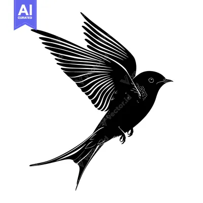 Aset desain premium: Black and White Silhouette of a Bird in Flight