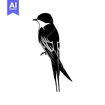 Premium design asset: Black and White Silhouette of a Perched Bird
