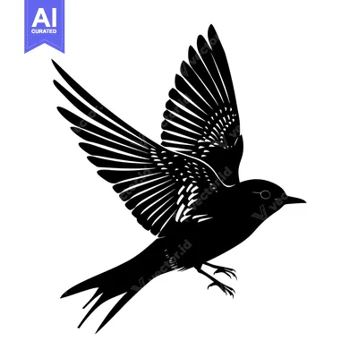 Aset premium populer: Black and White Silhouette of a Bird in Flight