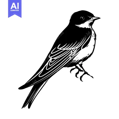 Aset premium populer: Black and White Silhouette of a Bird with Spread Wings