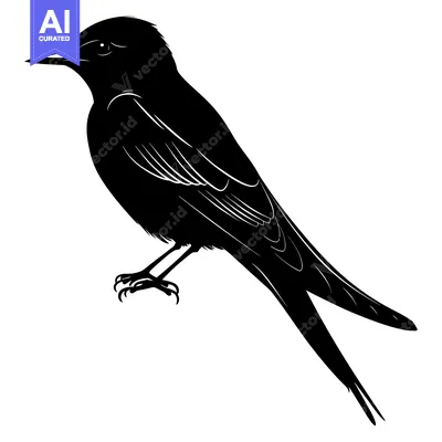 Popular premium asset: Black and White Silhouette of a Bird with its Wings Folded