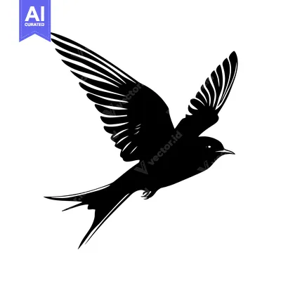 Aset premium populer: Black and White Silhouette of a Bird in Flight