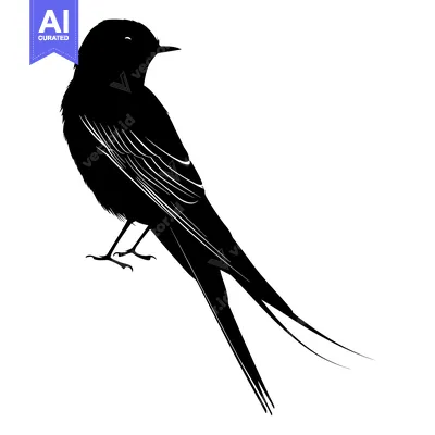 Aset premium populer: Black and White Silhouette of a Swallow Bird in Flight