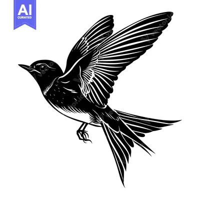 Aset premium populer: Black and white silhouette of a bird in flight
