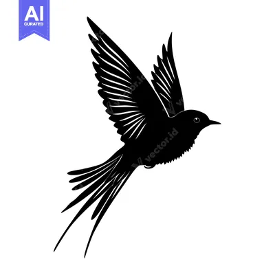 Aset premium populer: Black Silhouette of a Bird in Flight