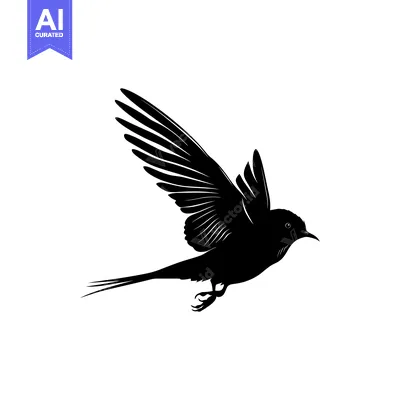 Aset desain premium: Black Silhouette of a Bird in Flight