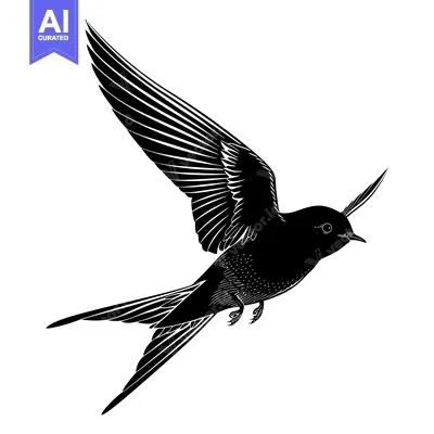 Aset premium populer: A Black and White Silhouette of a Swallow in Flight