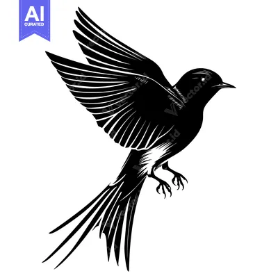 Aset premium populer: Black and White Silhouette of a Bird in Flight