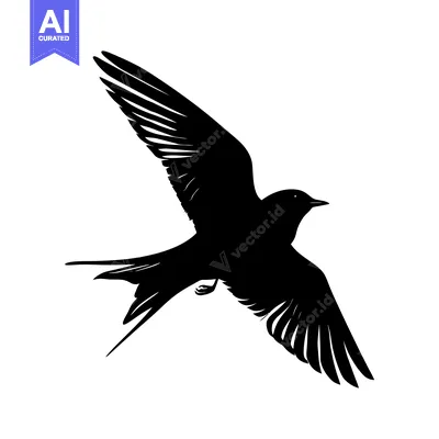 Aset premium populer: Silhouette of a Bird in Flight with Spread Wings
