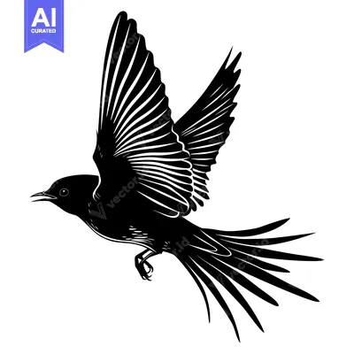 Aset premium populer: Black and white silhouette of a bird in flight