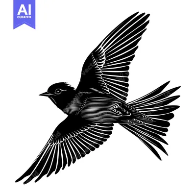 Popular premium asset: Black and White Silhouette of a Bird in Flight