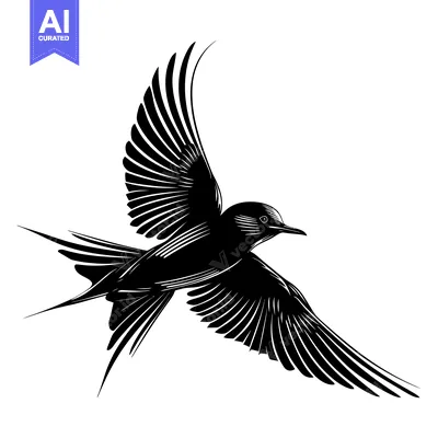 Aset premium populer: Black and White Silhouette of a Bird in Flight
