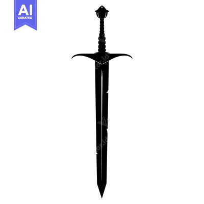 Aset premium populer: Black and White Silhouette of a Medieval Sword