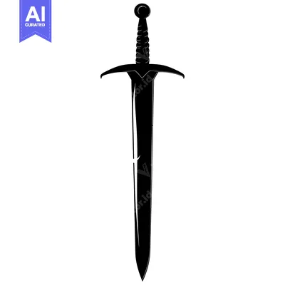 Aset premium populer: A Black Silhouette of a Medieval Sword