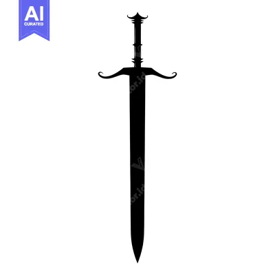 Black and White Silhouette of a Medieval Sword