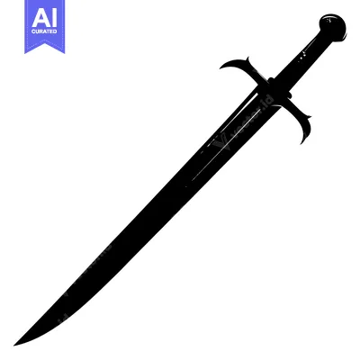 Aset desain premium: Black and White Silhouette of a Sword