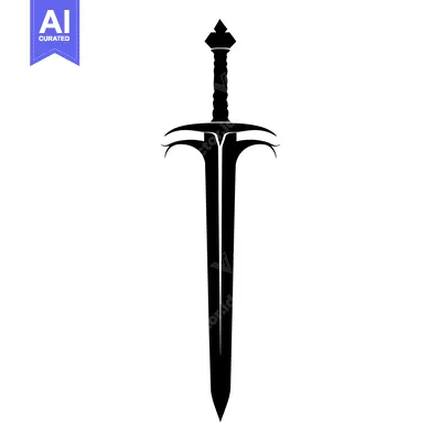 Popular premium asset: Black and White Silhouette of a Sword with a Detailed Handle