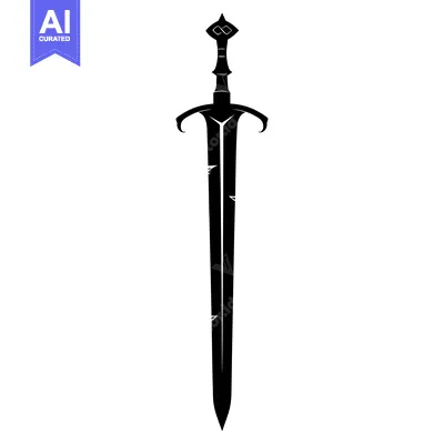 Download A Black and White Silhouette of a Medieval Sword Vector Graphic